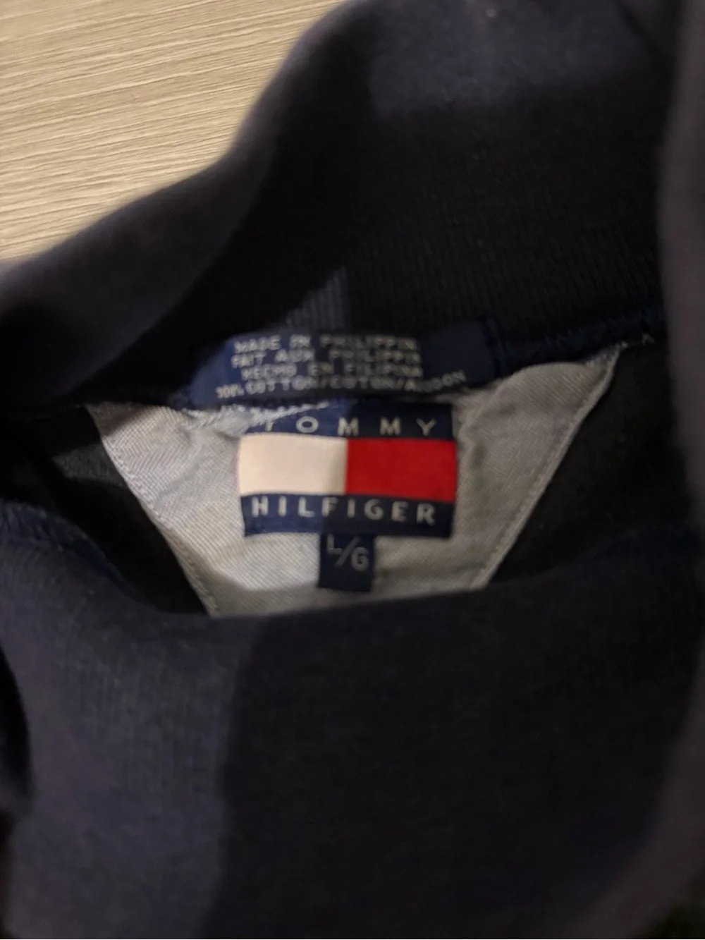 Tommy Hilfiger Navy and Green Plaid Turtleneck Sweater